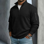 Polo Shirt Quarter-Zip Waffle Knit Long Sleeve