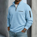 Polo Shirt Quarter-Zip Waffle Knit Long Sleeve