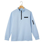 Polo Shirt Quarter-Zip Waffle Knit Long Sleeve