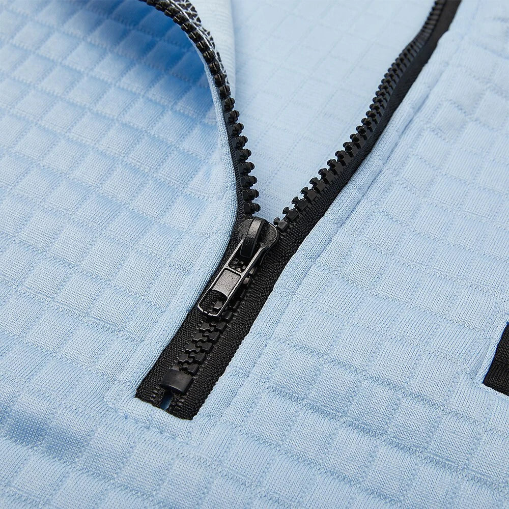Polo Shirt Quarter-Zip Waffle Knit Long Sleeve
