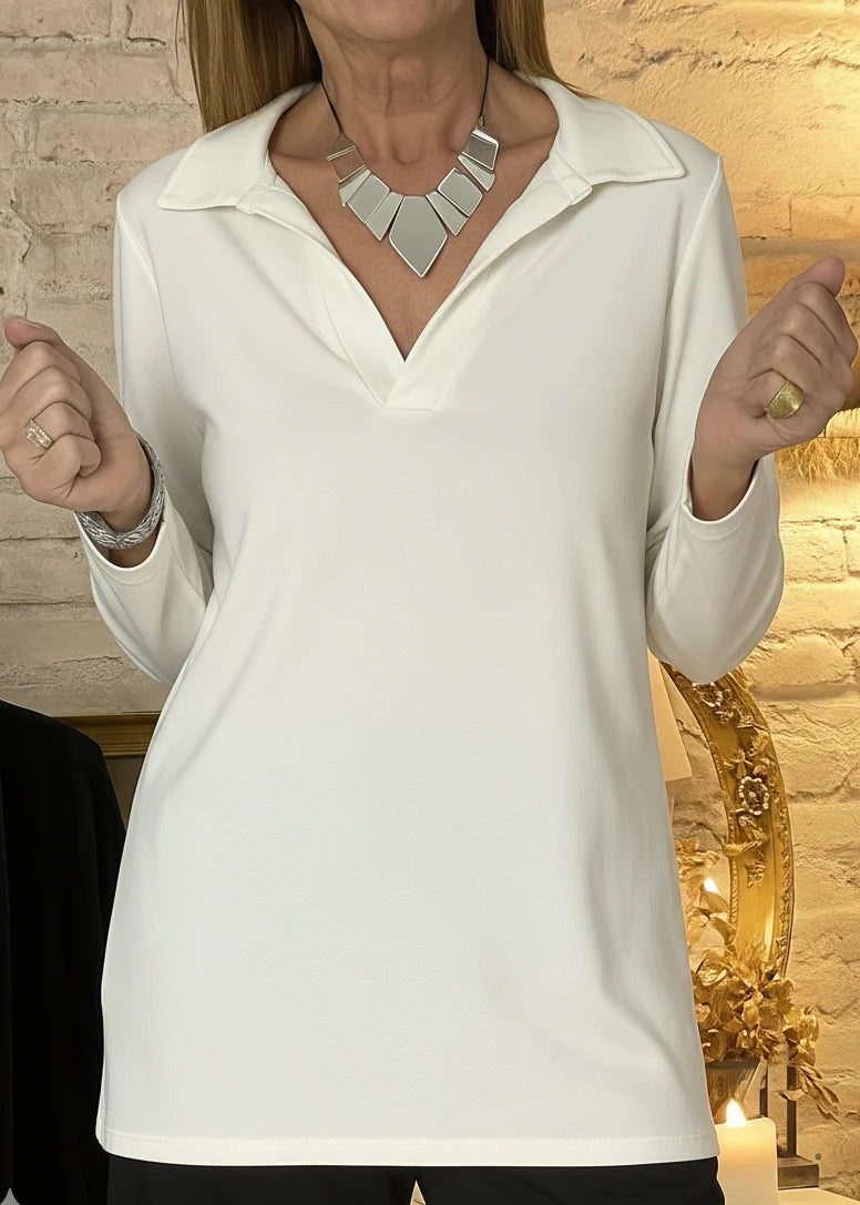 Polo Shirt V-Neck Polyester-Elastane Relaxed Fit