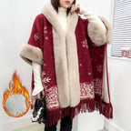 Poncho Silky Lined Thick Polyester Batwing Sleeves