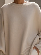 Poncho Sweater Oversized Fit Asymmetric Hem Batwing Sleeves