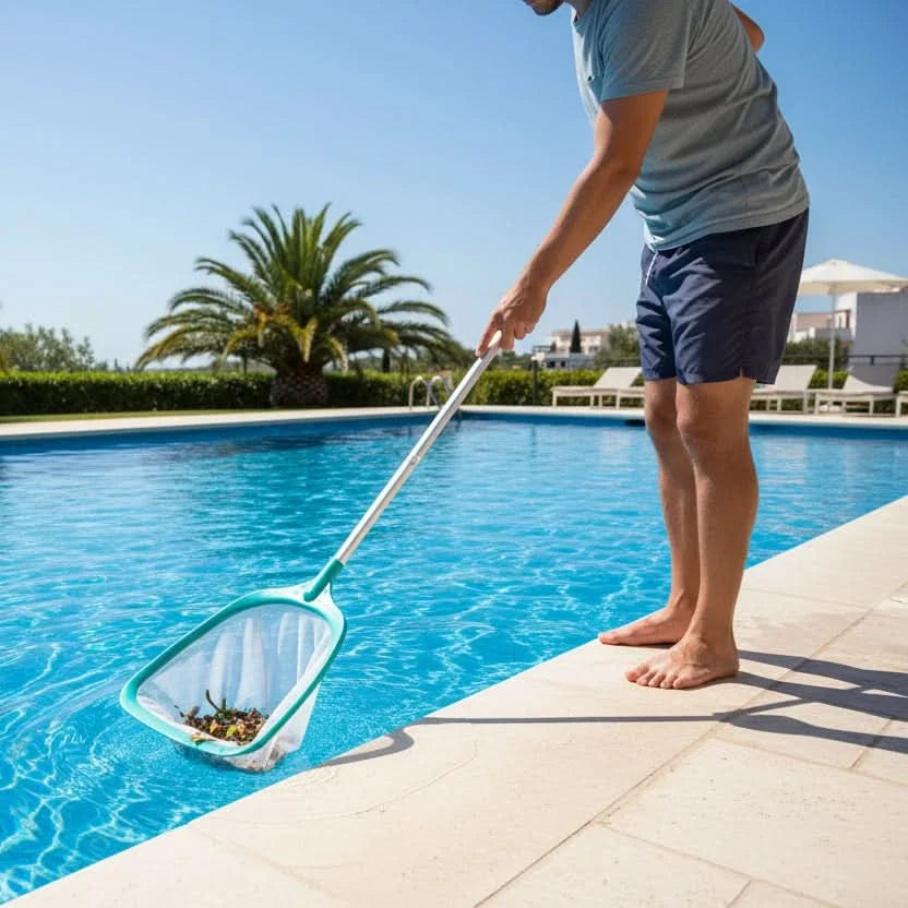 Pond Skimmer Net Retractable Aluminum Pole Durable Mesh