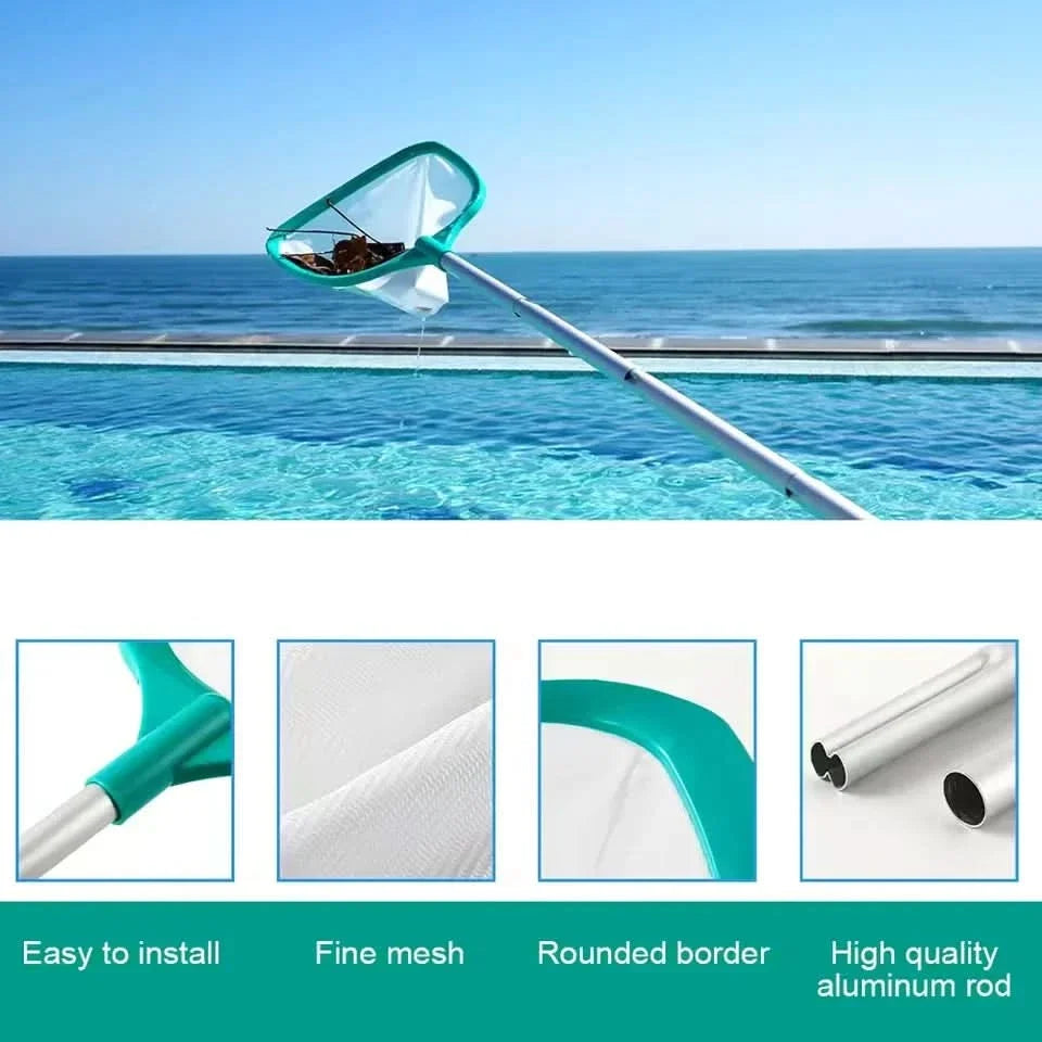 Pond Skimmer Net Retractable Aluminum Pole Durable Mesh