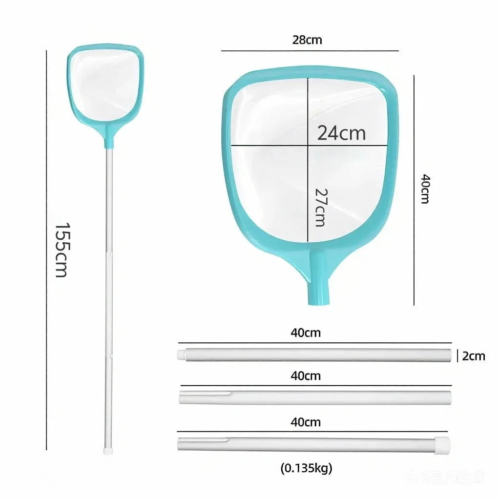 Pond Skimmer Net Retractable Aluminum Pole Durable Mesh