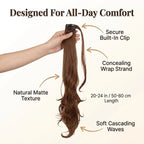 Ponytail Extension Instant Volume Seamless Wrap Clip & Pins