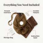 Ponytail Extension Instant Volume Seamless Wrap Clip & Pins