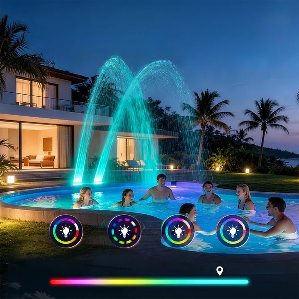 Pool Fountain Solar RGB LED Remote & App Control