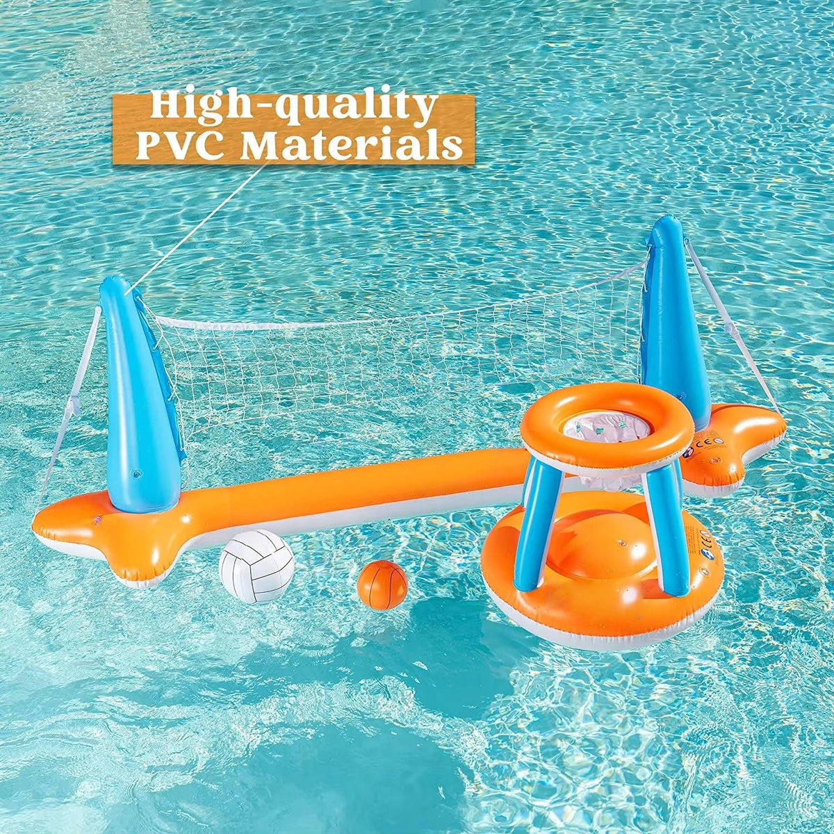 Pool Game Set Inflatable Volleyball & Basketball With Weight Bags