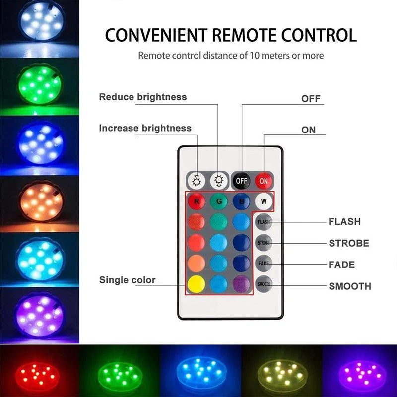 Pool Light Floating Magnetic Base IP68 Remote 12 Colors