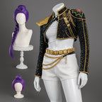 Pop Star Costume Sequin Cropped Jacket Set Gold Chains