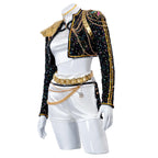 Pop Star Costume Sequin Cropped Jacket Set Gold Chains