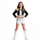 Pop Star Costume Sequin Cropped Jacket Set Gold Chains