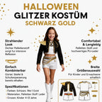Pop Star Costume Sequin Cropped Jacket Set Gold Chains