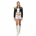 Pop Star Costume Sequin Cropped Jacket Set Gold Chains