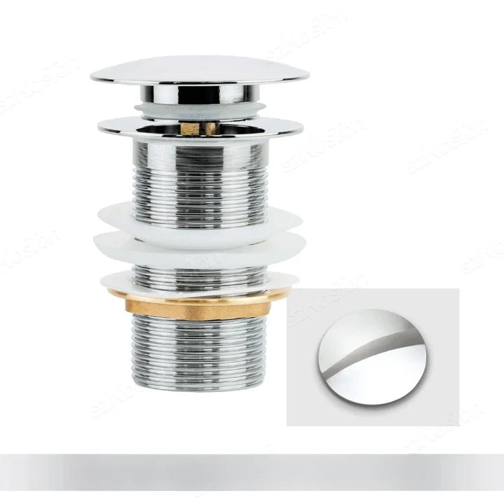 Pop-Up Basin Drain Plug Brass & Stainless Steel Leak-Proof