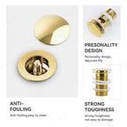 Pop-Up Basin Drain Plug Brass & Stainless Steel Leak-Proof
