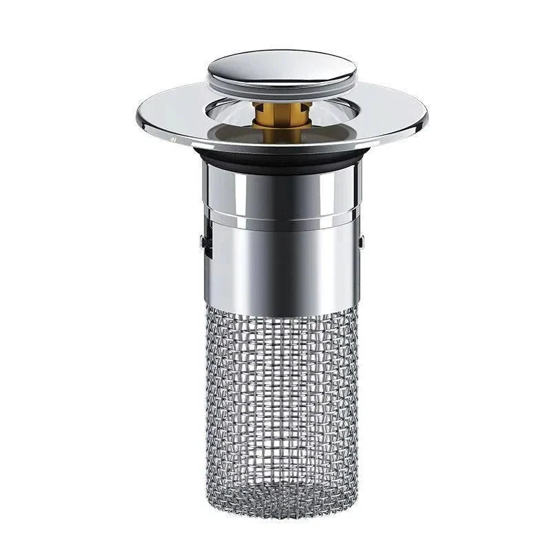 Pop-Up Sink Drain Stopper Hair-Catching & Removable Strainer