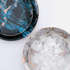 Porcelain Dinner Plates Marble Pattern & Gold Rim