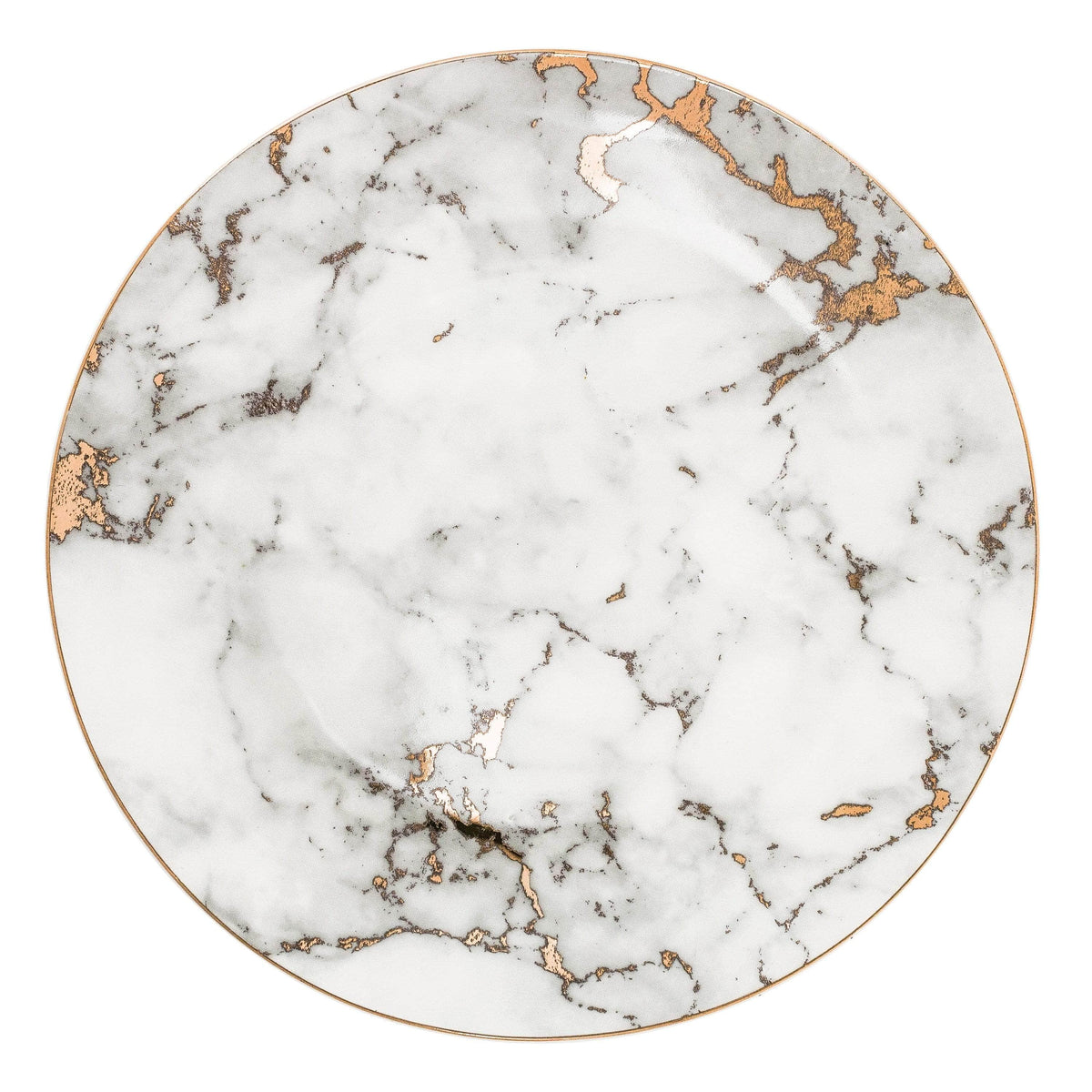 Porcelain Dinner Plates Marble Pattern & Gold Rim