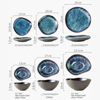 Porcelain Dinnerware Set 11-Piece Handmade Turquoise Glaze