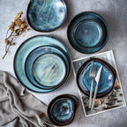 Porcelain Dinnerware Set 11-Piece Handmade Turquoise Glaze