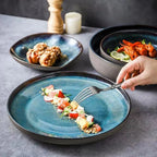 Porcelain Dinnerware Set 11-Piece Handmade Turquoise Glaze