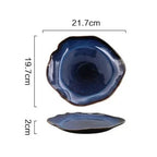 Porcelain Dinnerware Set Handmade Blue Gradient & Gold Rim