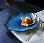 Porcelain Dinnerware Set Handmade Blue Gradient & Gold Rim