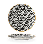 Porcelain Plates Geometric Gold Rim Set Of 6