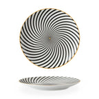 Porcelain Plates Geometric Gold Rim Set Of 6