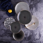 Porcelain Plates Geometric Gold Rim Set Of 6