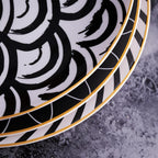 Porcelain Plates Geometric Gold Rim Set Of 6