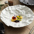 Porcelain Serving Bowl Handcrafted Wave Texture Dishwasher Safe