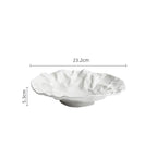 Porcelain Serving Bowl Handcrafted Wave Texture Dishwasher Safe