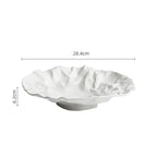 Porcelain Serving Bowl Handcrafted Wave Texture Dishwasher Safe