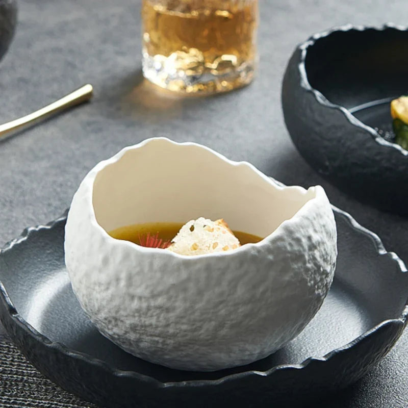 Porcelain Serving Bowl Sculptural Organic Design