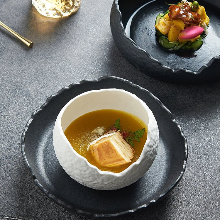 Porcelain Serving Bowl Sculptural Organic Design