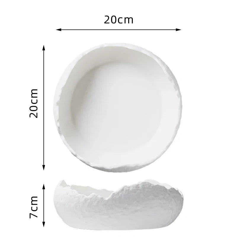 Porcelain Serving Bowl Sculptural Organic Design