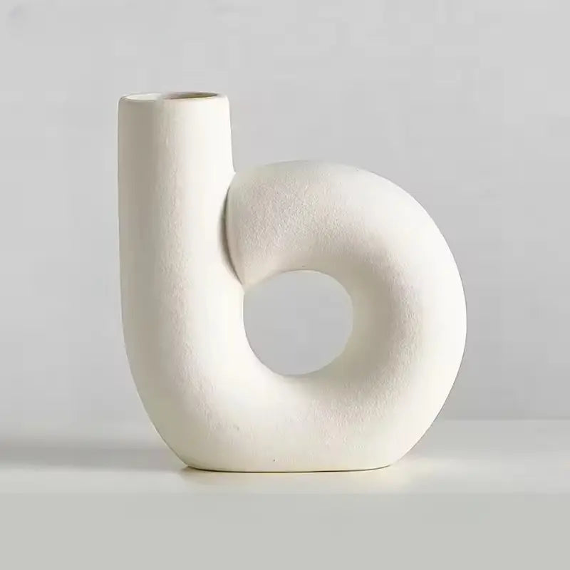 Porcelain Vase Handcrafted Textured Narrow Neck