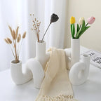 Porcelain Vase Handcrafted Textured Narrow Neck