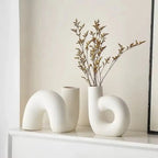 Porcelain Vase Handcrafted Textured Narrow Neck