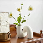 Porcelain Vase Handcrafted Textured Narrow Neck