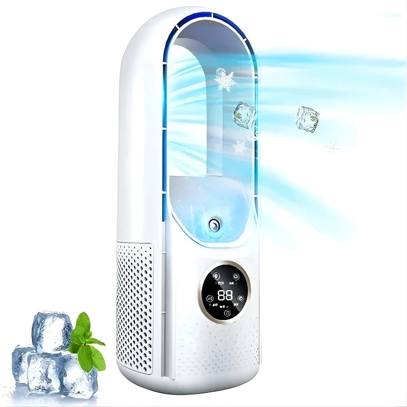 Portable Air Conditioner Bladeless & Quiet Refillable Cooling Pads