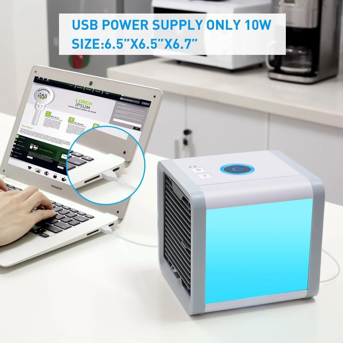Portable Air Cooler 500ml Tank 3 Speeds 90 Degree Adjustable Airflow