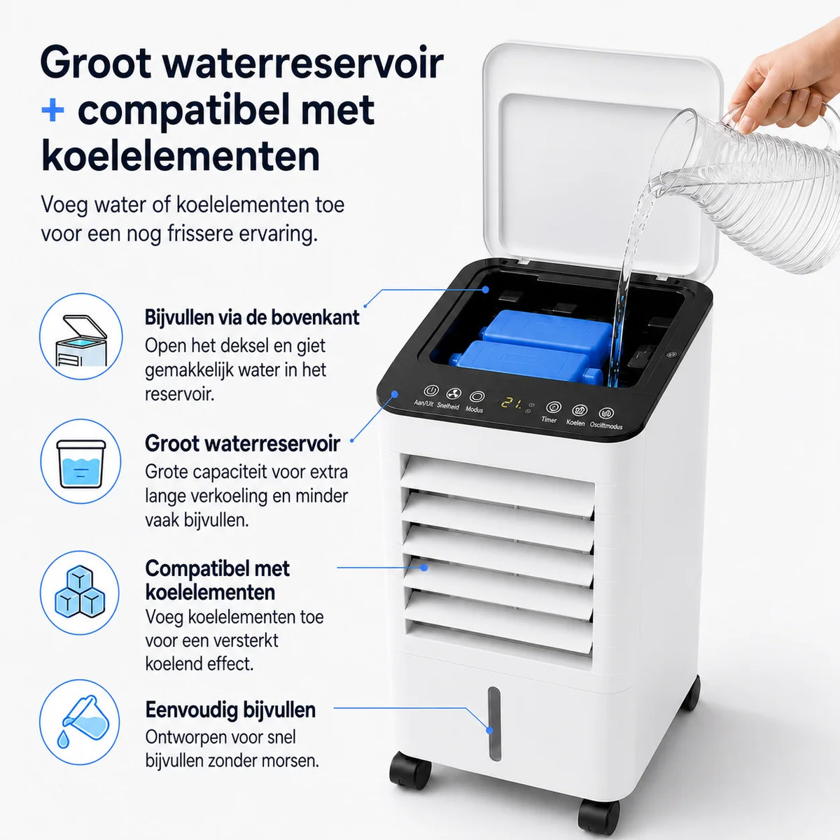 Portable Air Cooler 7L Tank Remote & Timer