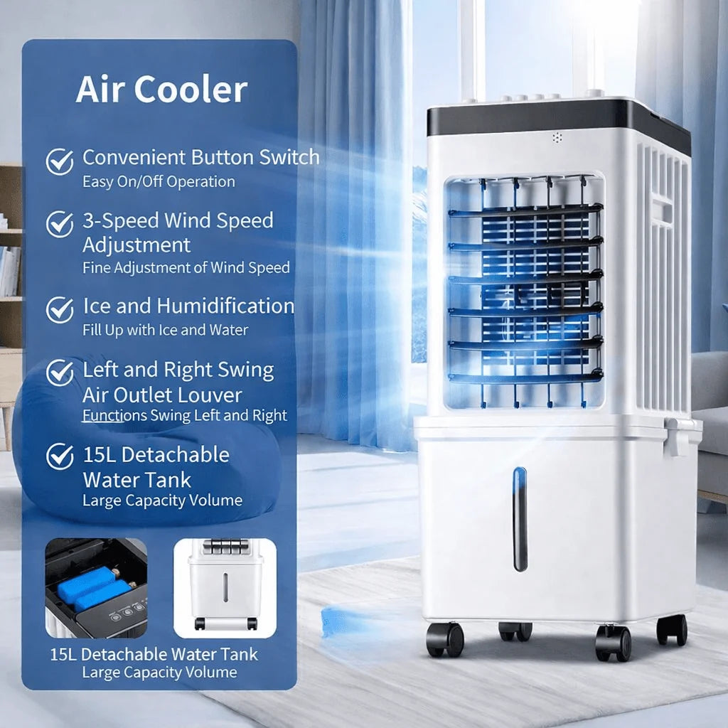 Portable Air Cooler Evaporative 4.0-Gallon Tank Wheels & Oscillation