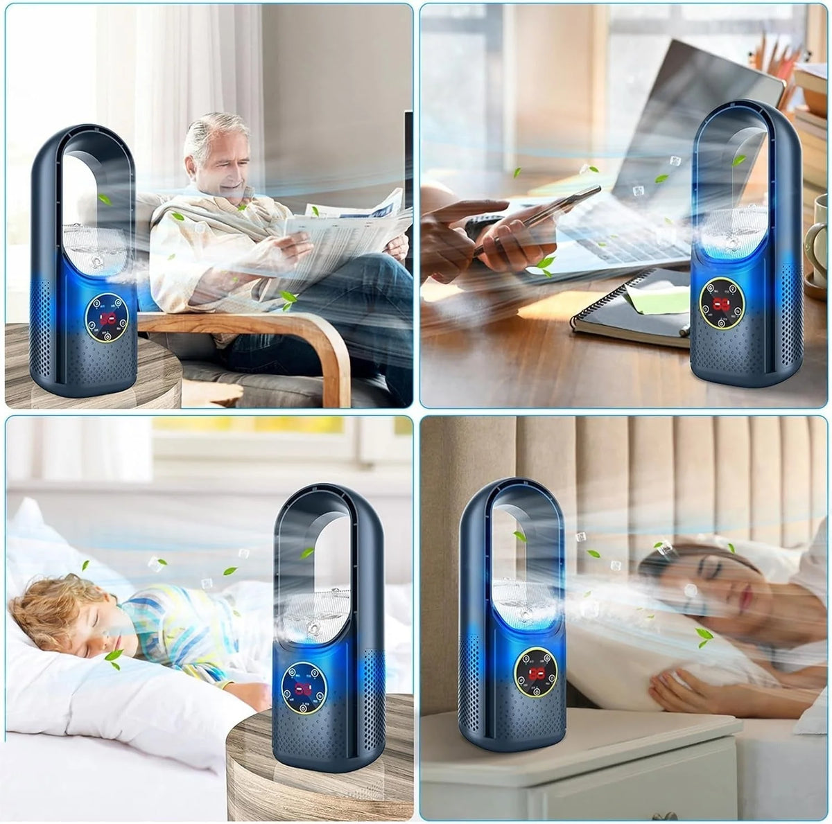 Portable Air Cooler Silent Bladeless USB-Powered