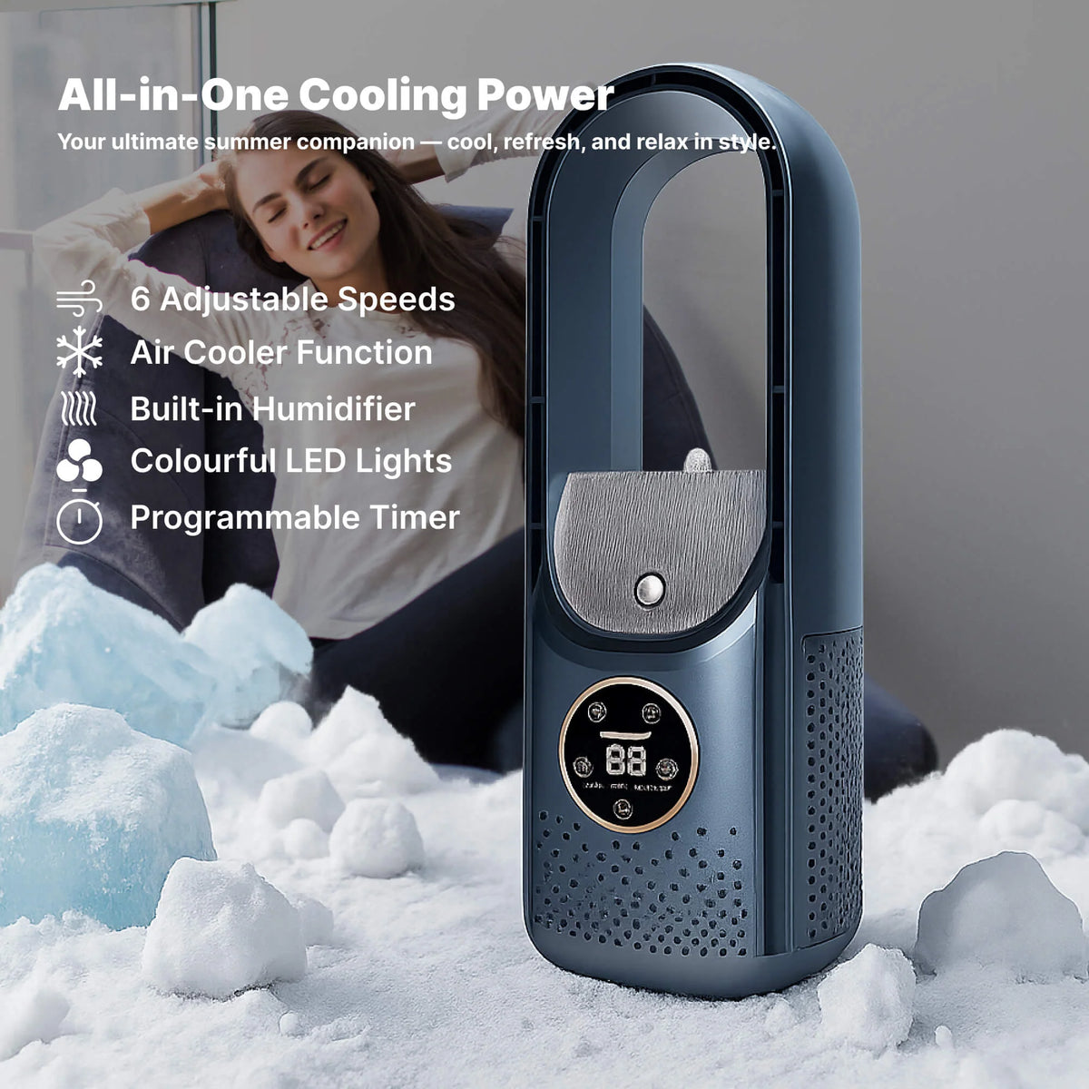 Portable Air Cooler Silent Bladeless USB-Powered